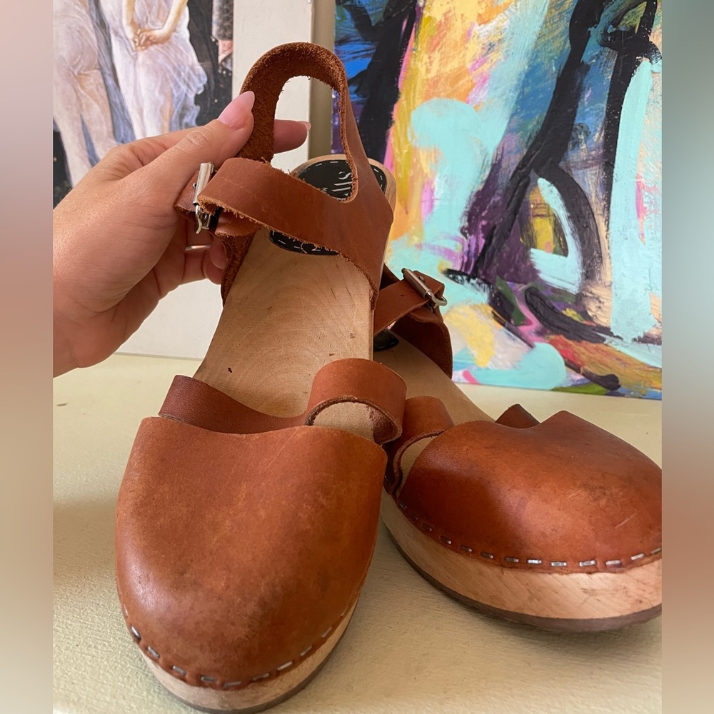 SWEEKS Swedish SlingBack wooden sandal Leather Clogs